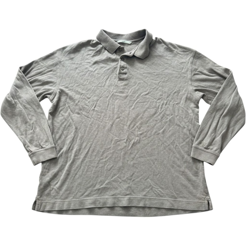 Cutter & Buck Mens XL Long Sleeve Polo Shirt Brown 100% Combed Cotton Heathered